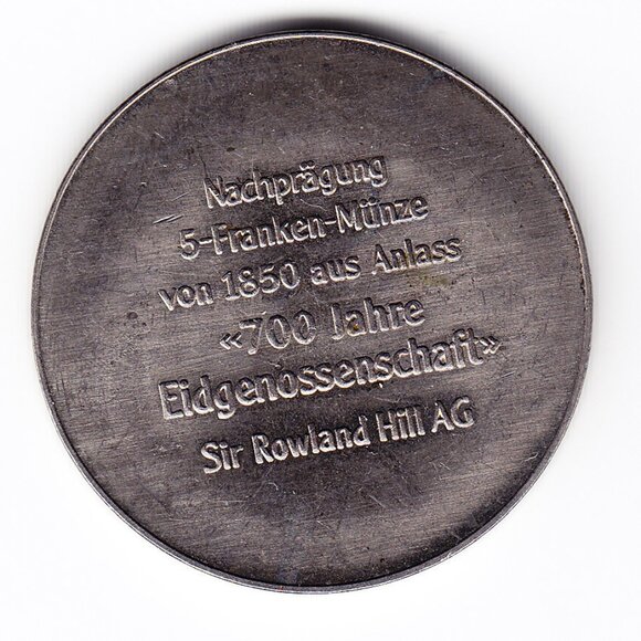 1991 Switzerland Medal (b86) - Picture 2 of 2